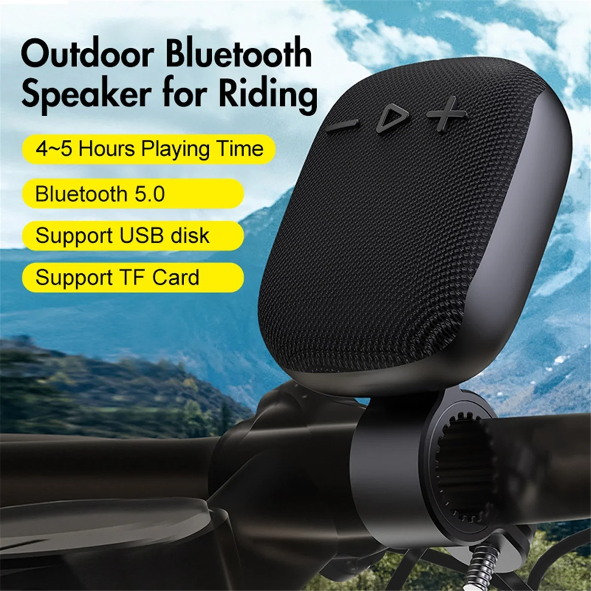 Bike Speaker Bicycle Handbar Wireless Bluetooth Louderspeaker Outdoor Handlebar Subwoofer for Cycling Riding-Black Rich