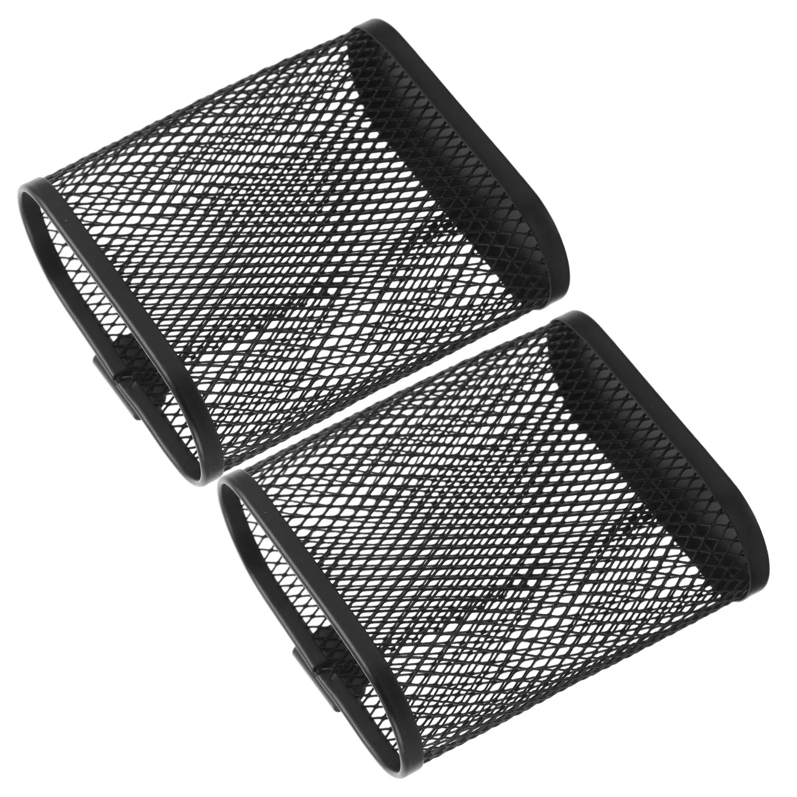 2pcs Mesh Pen Holder Oval Metal Pencil Cup Organizer With Side Hanging Office Storage Container For Stationery Desk Accessories