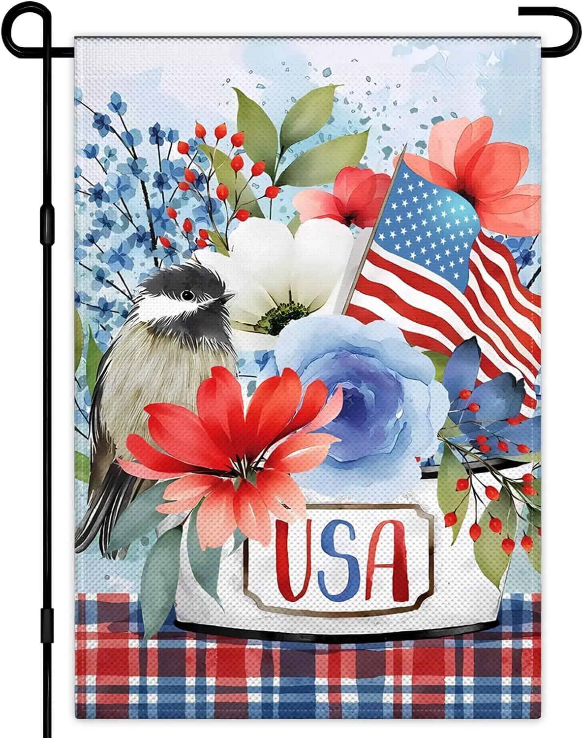 4th Of July Floral Garden Flag For Outside 12×18 Inch Double Sided Welcome Flowers Memorial Day Independence Day American Ga llp