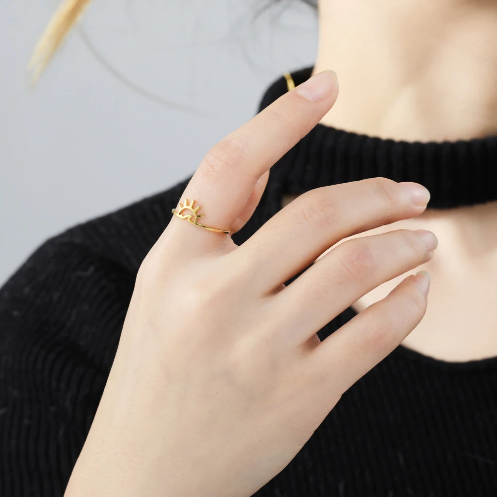 Lucktune Einfache Meereswellen-Ringe für Frauen, Edelstahl, trendige geometrische Ozean-Surf-Fingerringe, Schmuck, Hochzeit, Muttergeschenke – Detail 38