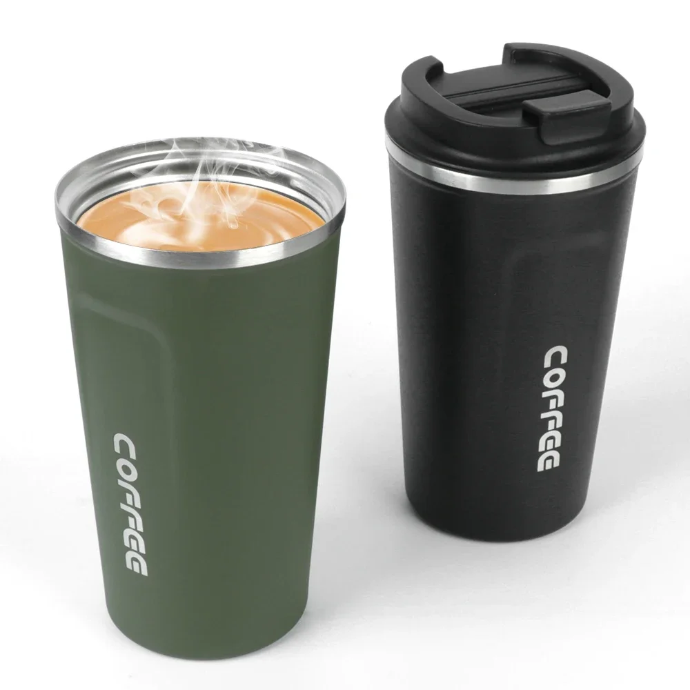 トラベルサーモカップ,ステンレス鋼,お茶用,コーヒーマグ,車用,漏れ防止,水とコーヒー,ダブルカップ,380 510ml