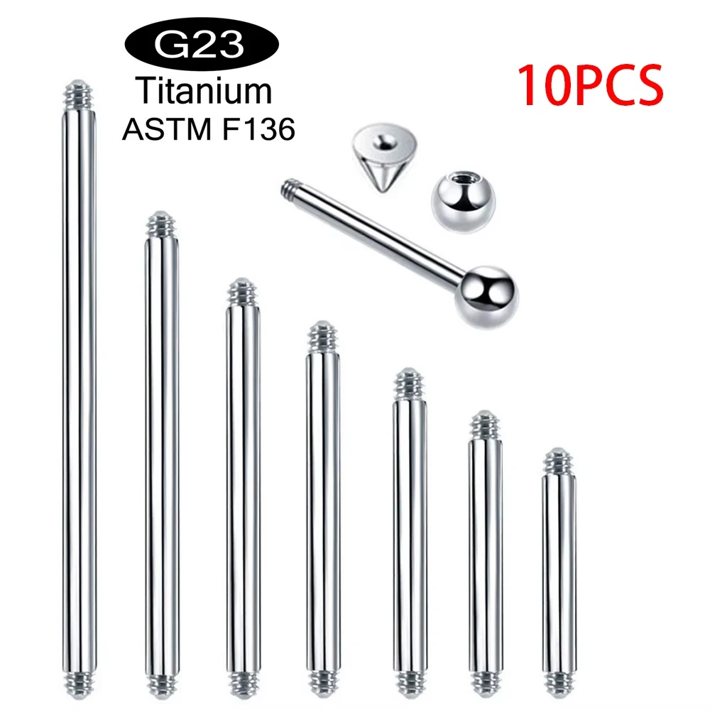 10pcs/lot ASTM F136 Implantable Grade Titanium 14G 16G external thread Tongue Barbell Shaft Nipple Piercing Jewelry Accessories