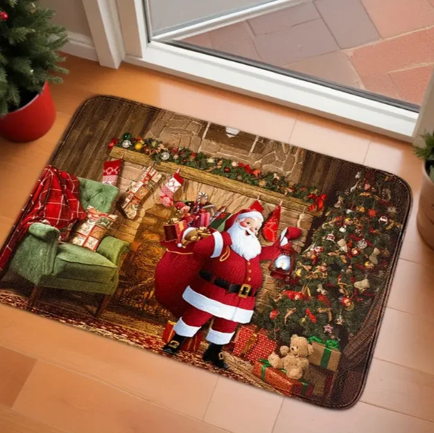 Frohe Weihnachten Weihnachtsmann bedruckte Fußmatte Weihnachten Urlaub und für Eingang Schlafzimmer Küche Weihnachten Fußmatte Dekoration