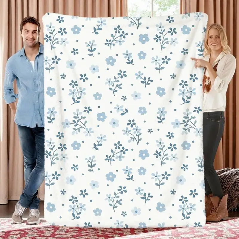 

Плед с цветочным узором Ditsy Blue, мягкий уютный фланелевый плед для дивана, кровати, подарок для декора дома в стиле коттеджкор и минимализм