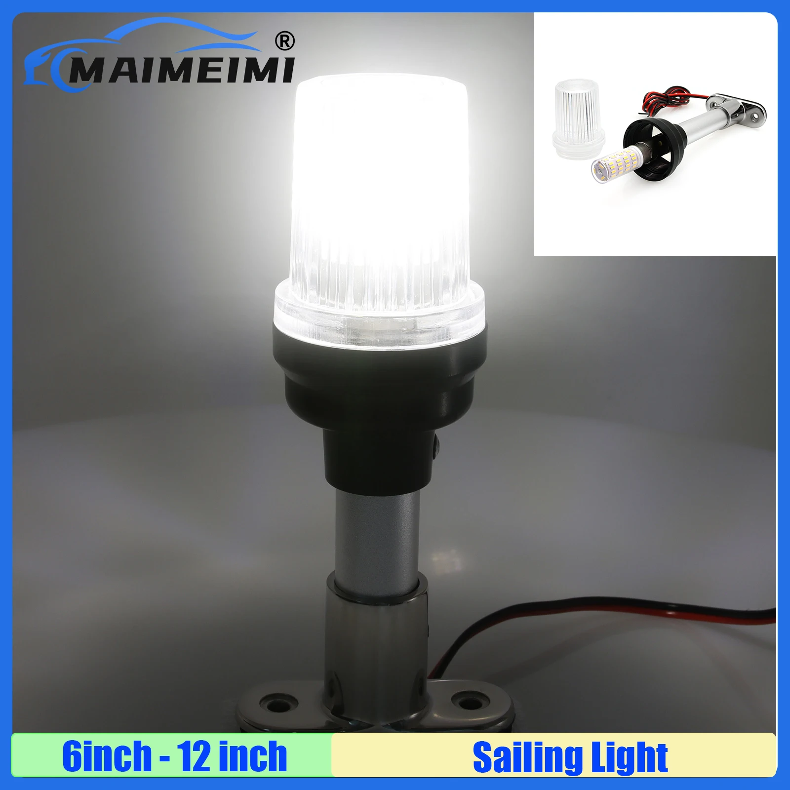 

MAIMEIMI Bright LED Signal Anchor Lamp Marine Boat Navigation Light 6inch,8inch,10inch,12inch,22inch Sailing Light 12V24V