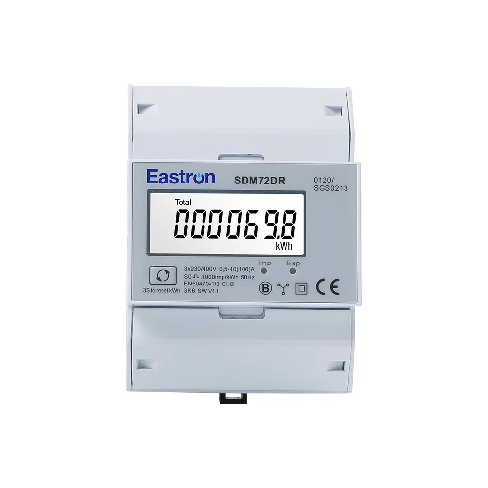 SDM72DR MID,10(100)A, 220/230V 3 Phase 4 Wire Energy Meter,Reset Function; Total Energy Partial Energy Total Power, Pulse Output