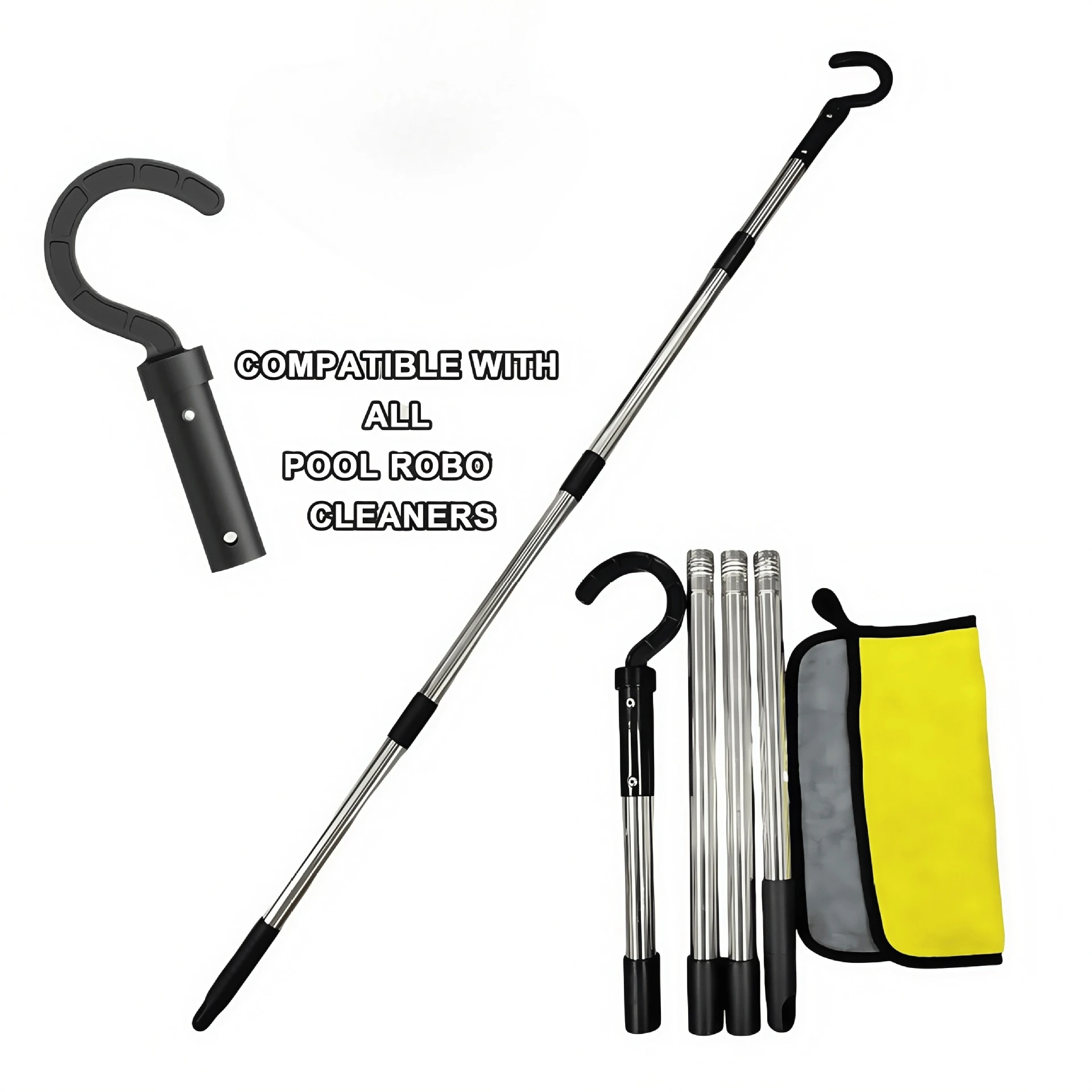 Adjustable Telescopic Recovery Hook, Multi-use Cleaning Tool for Swimming Pool and Garden