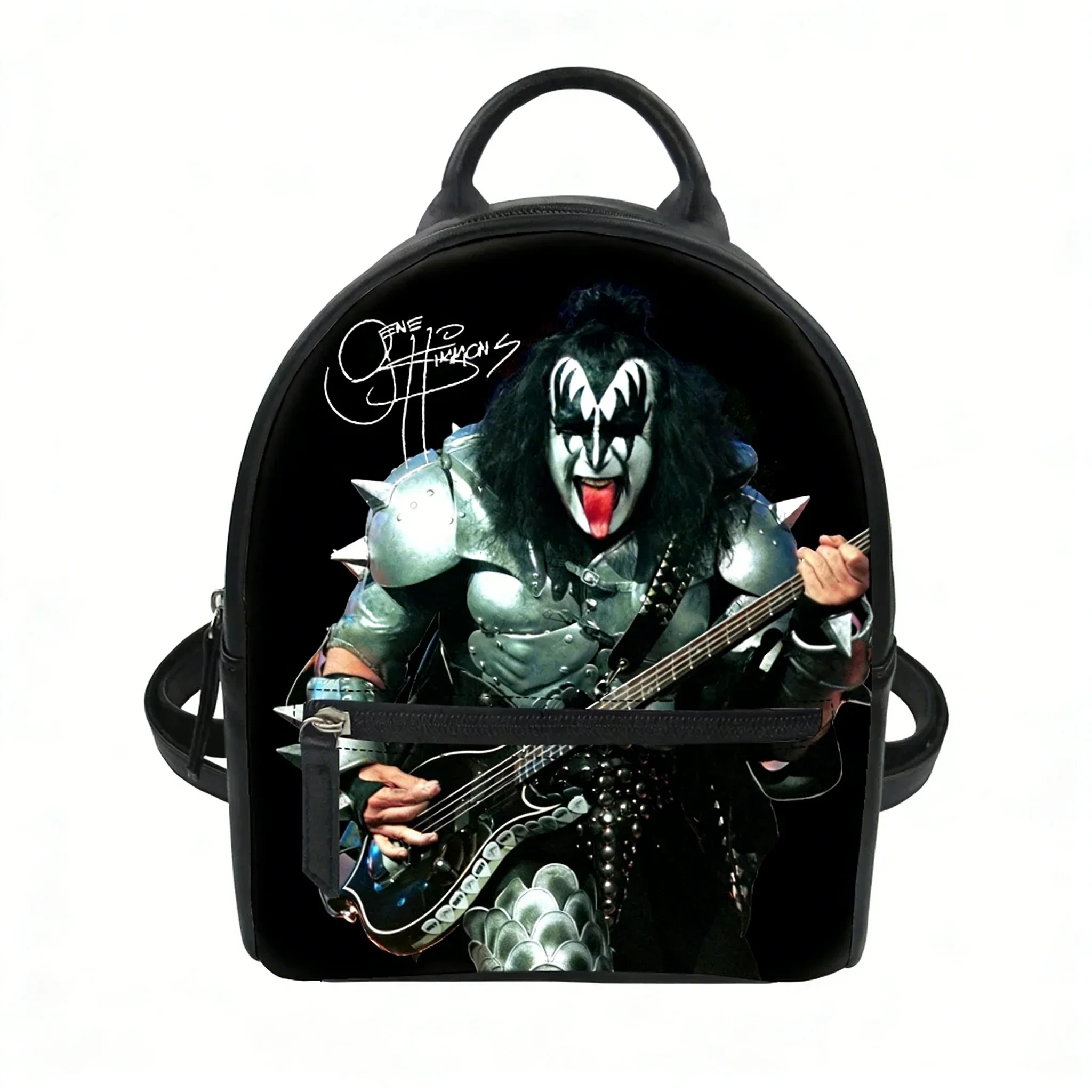 Mochila personalizada Gene The Demon Simmons Kiss, bolso escolar para mujer Carter, bolso de hombro doble, mini mochila, bolso de viaje de cuero