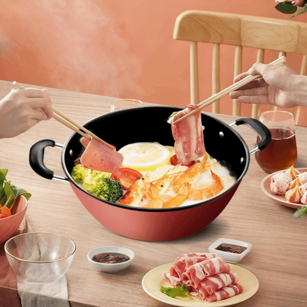 

Thickened Diamond Soup Stew Broth Pot Non Stick with Lid Cast Iron Pot Multifunctional Chinese Wok Gas Induction Cooker