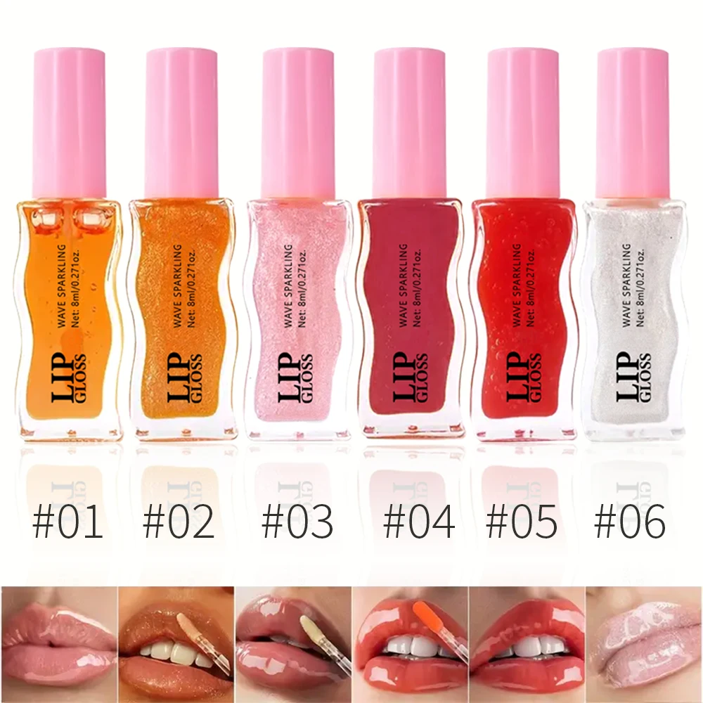 [ตัวเลือกยอดนิยม] ลิปออยล์กลิตเตอร์ 6 สี - ลิปกลอสเนื้อฉ่ำ ติดทนนาน ไม่เลอะ สีเบอร์รี่และสีนู้ด ช่วยบำรุงริมฝีปากให้ชุ่มชื้น