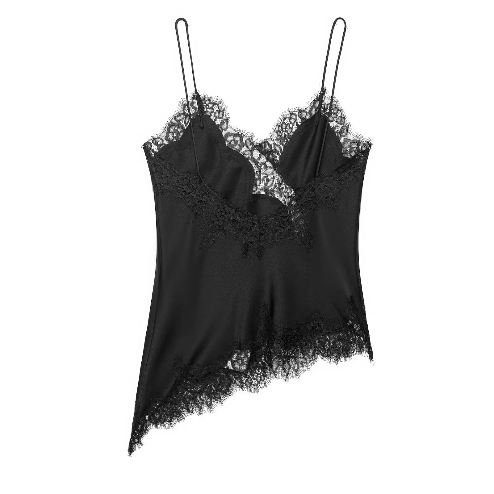 MYST&ZA2025 Summer New Arrivals Women's Wear Asymmetrical Hem Lace Decorated Suspender Top image 3