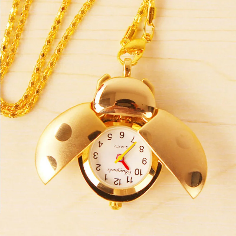 สร้อยคอเด็กนาฬิกา LADYBIRD สร้อยคอนาฬิกาการ์ตูนนาฬิกาพกนาฬิกาพกนาฬิกาเด็กแฟชั่นนาฬิกานักเรียน