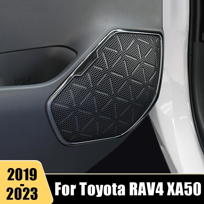 Car Accessories For Toyota RAV4 XA50 2019-2021 2022 2023 RAV 4 Hybrid Stainless Door Panel Sound Ring Frame Cover Trim Stickers