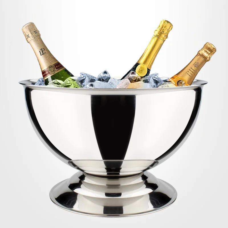 13.5L Stainless Steel Large Ice Bucket Banquet Champagne Beer Wine Ice Cube Cooling Bucket Bar Wine Tools Drink Wine Ice Bucket