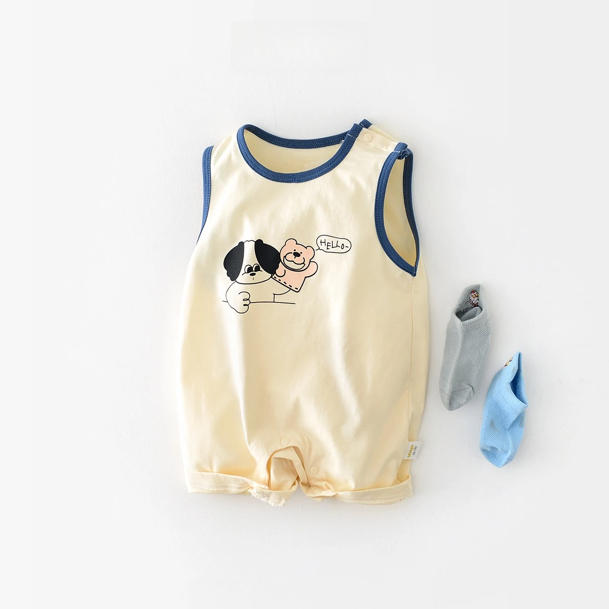 

ZOETOPKID Summer New Baby Rompers Unisex Cotton Thin Sleeveless Short Jumpsuit Casual Style Cartoon Printed Infant Bodysuit Set