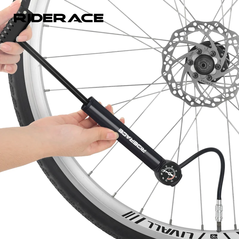 MTB-Rennrad-Luftpumpe mit Manometer, tragbare Handluftpumpe aus Aluminiumlegierung für AV-, FV-, Presta- und Schrader-Ventile