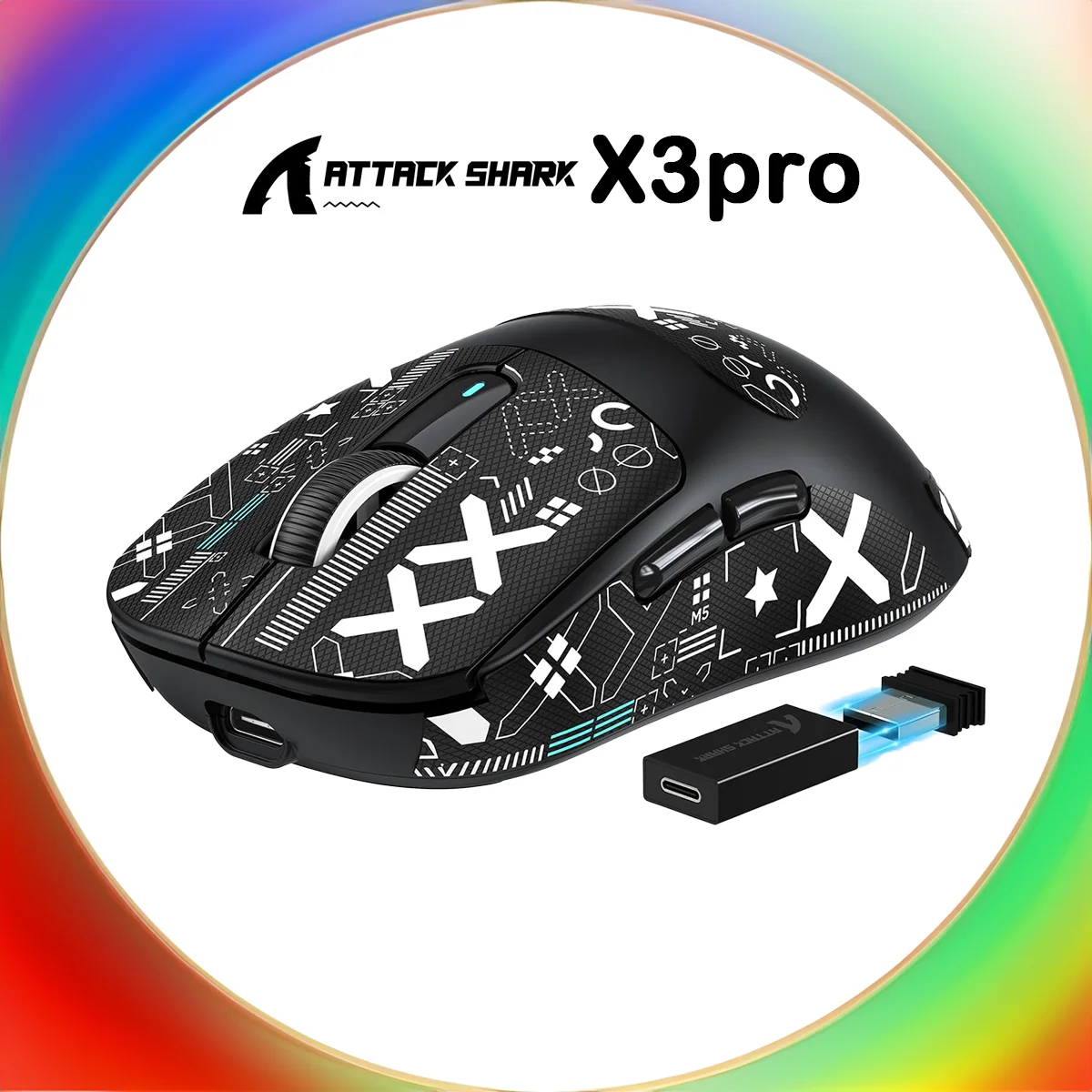 Attack Shark X3 Pro Gaming Mouse 59g Ultra-light Tri-Mode Wireless PixArt PAW3395 26K DPI 4K/8K Polling Programmable Kailh GM8.0