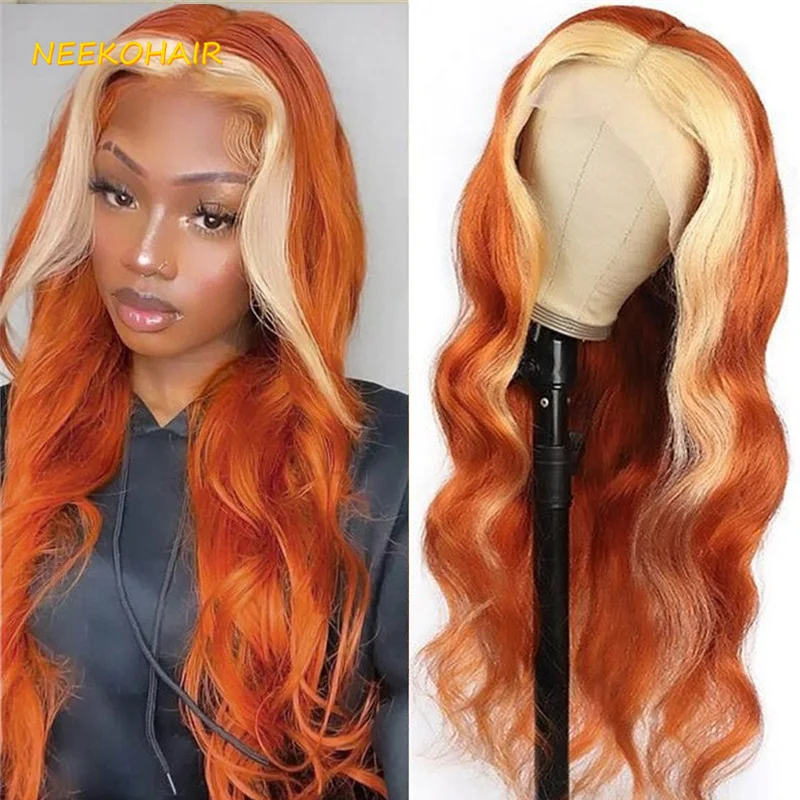 

613 With Ginger Ombre 13x6 HD Lace Front Wig Body Wave 13x4 Transparent Lace Frontal Or 4x4 Closure Human Hair Wigs For Women