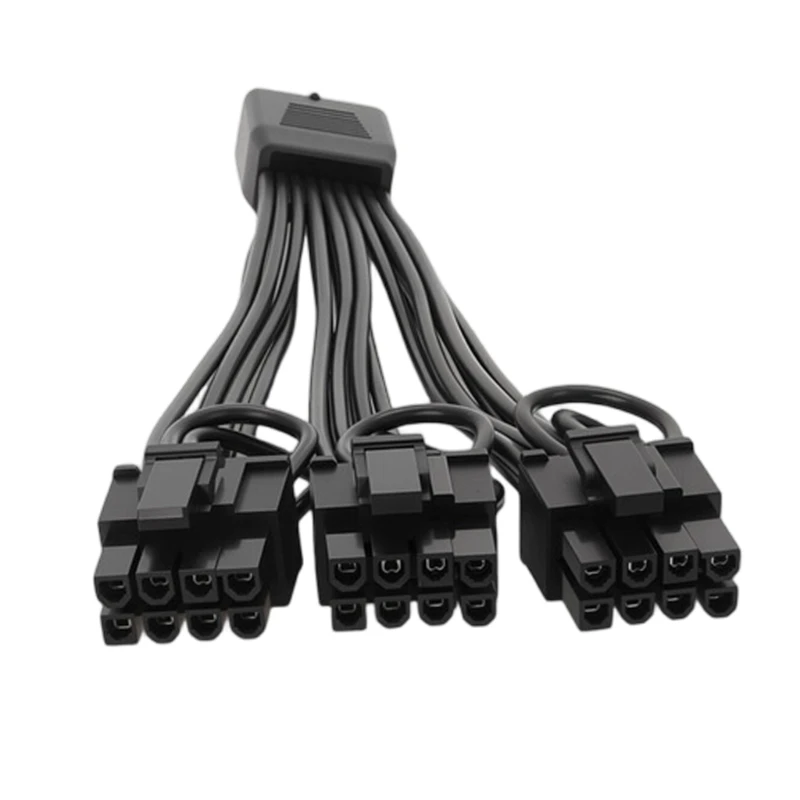Video Card Power Cable, 12VHPWR to 3 x 8 Pin GPU Wiring, 3 Way Split Layout, 18AWG, 17.5 for PC Builders and DIY and Tower