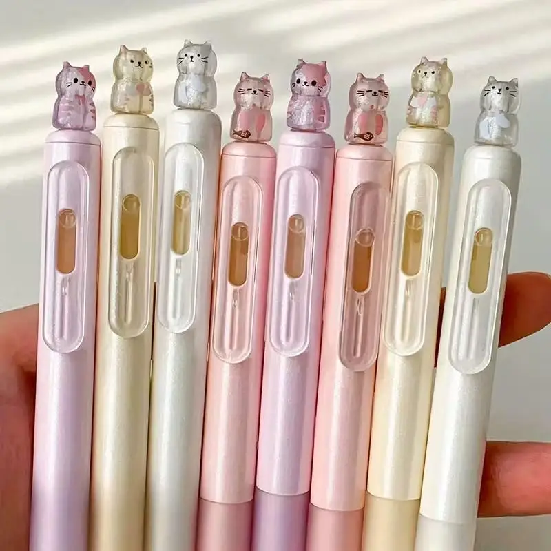 4-Piece Cute Kitten Push-Button Ballpoint Pen, Office Signature Pen, Holiday Party Gift