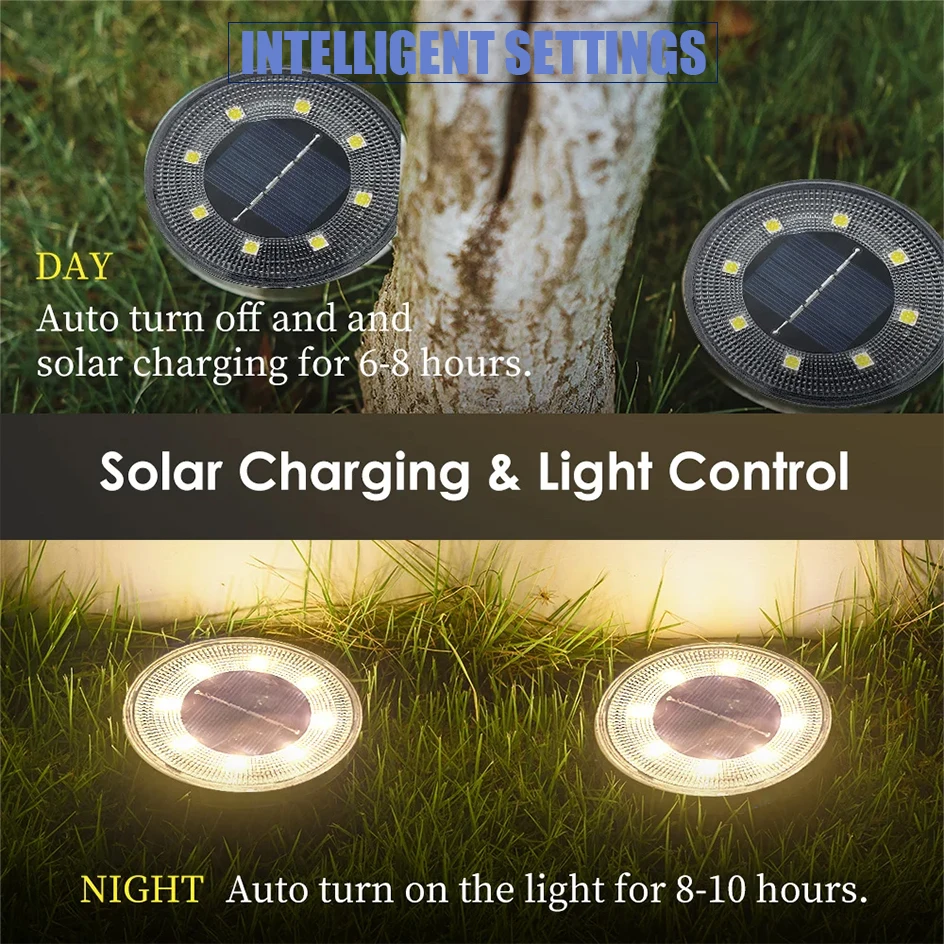 IP68 LED Outdoor Solar Power Ground Light Solar Underground Light  Path Deck Lights Yard Driveway Lawn Garden Decor Lighting