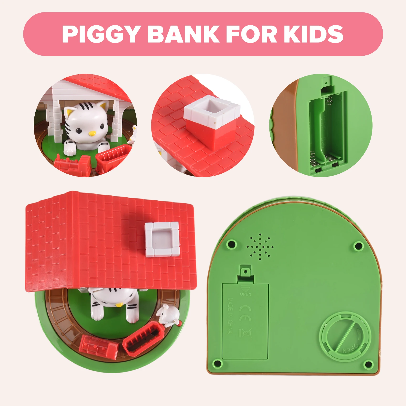 子供用貯金箱、電子猫ハウスコインバンク猫とマウスの貯金箱自動的に盗む貯金箱貯蓄ボックス