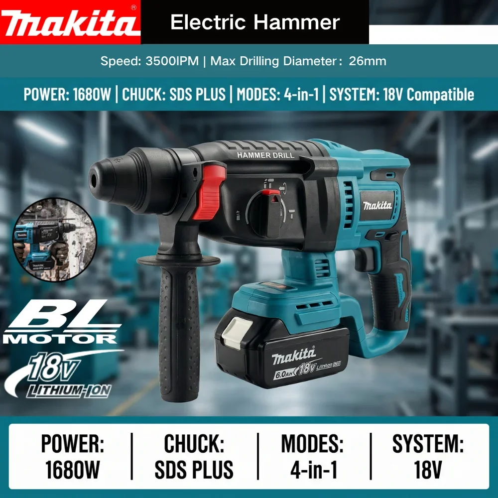 Makita DHR242 26MM Akku-Bohrhammer Bürstenloser Elektrohammer 18V Lithium-Akku Kabellose Bohrmaschine für Makita 18V Elektrowerkzeuge ﻿