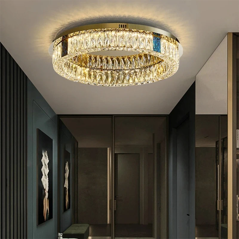 Хрустальная лампа для гостиной, ультратонкий потолочный светильник, новый стиль, лампа для спальни, высококачественная домашняя лампа для комнаты, круглая учебная лампа