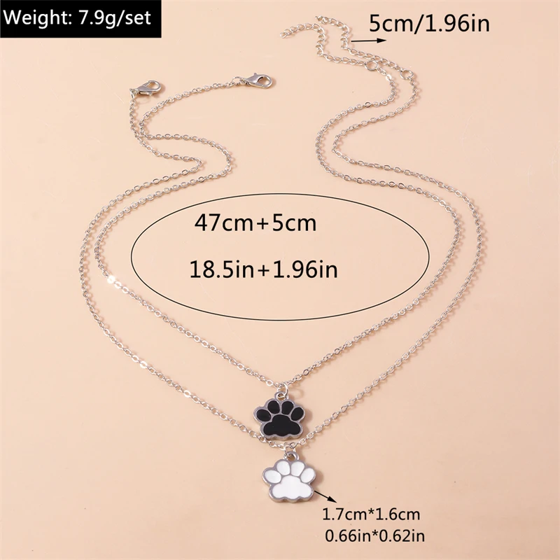 Modische Metall-Hundepfoten-Halskette für Frauen und Männer, Beste Freunde, Party, Festival, Schmuck, Geschenke – Detail 3