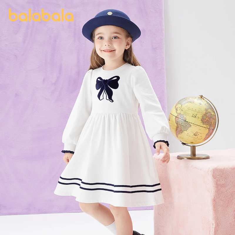 

Balabala Toddler 2023 Girl Dress Autumn Bowknot Fashion Trendy Cool Sweet Comfortable Dress