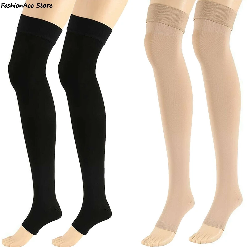 Open Toe Knee-High Medical Compression Stockings Varicose Veins Stocking Compression Brace Wrap Shaping For Women Men 18-21mm