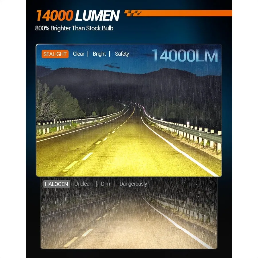 H16 H11 H8 LED Fog Light Bulb Yellow 800 Brightn 14 000 Lumens 3500K Amber Yellow H11 Fog Lights LED Strong Penetration Plug an