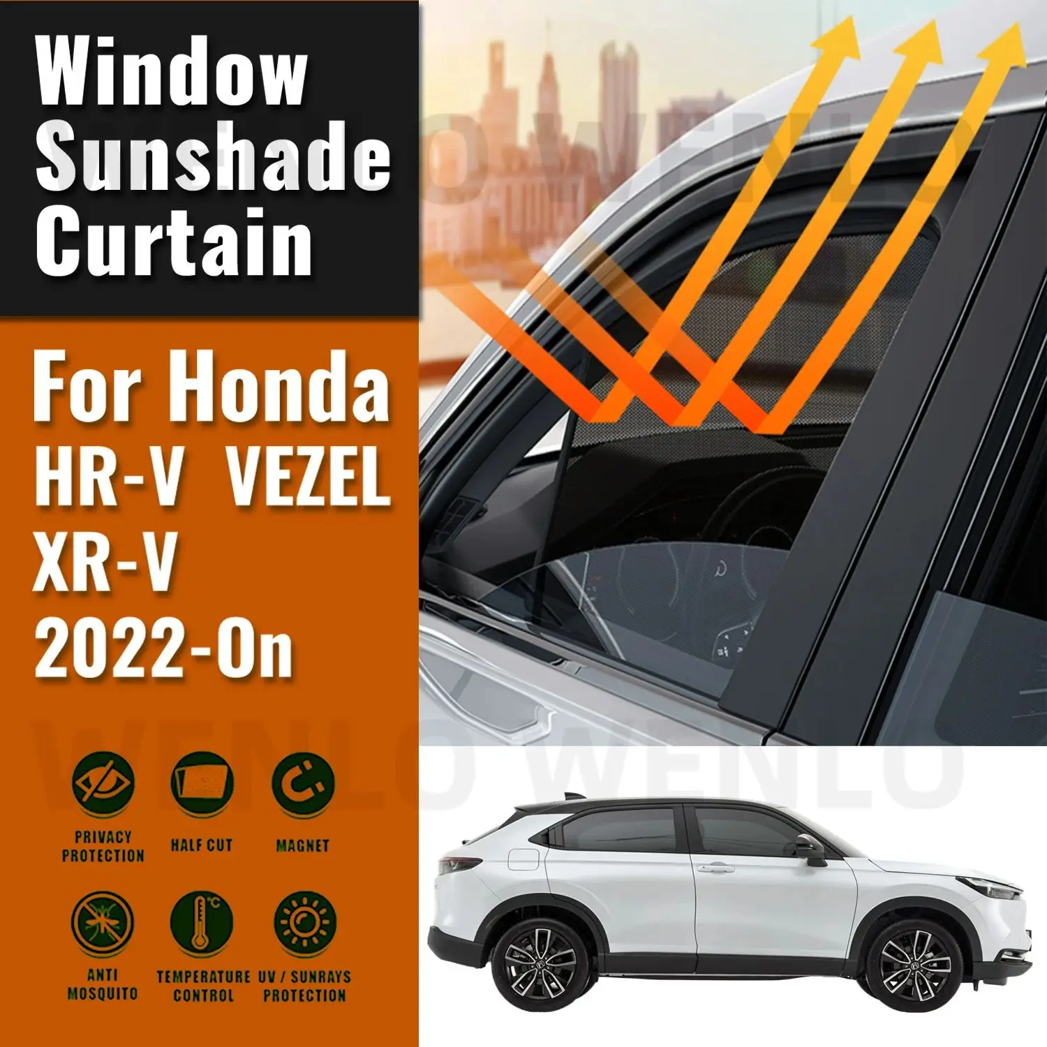 

For Honda HRV VEZEL XRV 2022 2023 2024 Magnetic Car Sunshade Shield Front Windshield Frame Curtain Rear Side Window Sun Shades