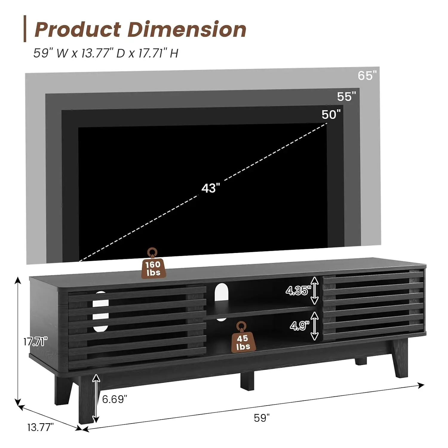 TV Stand with Storage, 59