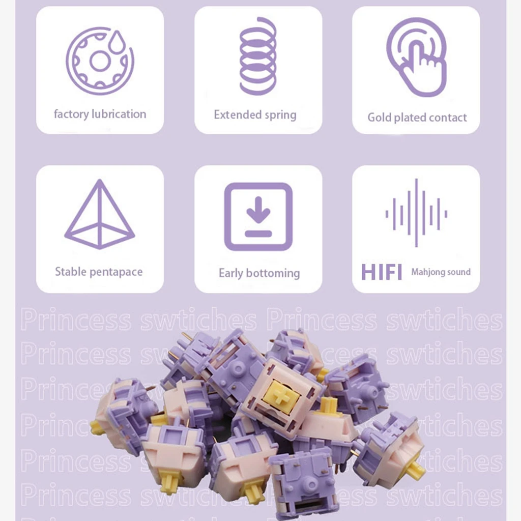 مفتاح لوحة المفاتيح الميكانيكية المخصصة ، 5 دبابيس اللمس الخطي ، MMD الأميرة V2 ، HIFI بوم ، PTFE المواد ، قبل تجميعها ، 38g ، 45g ، 53g ، 48g ، 60g