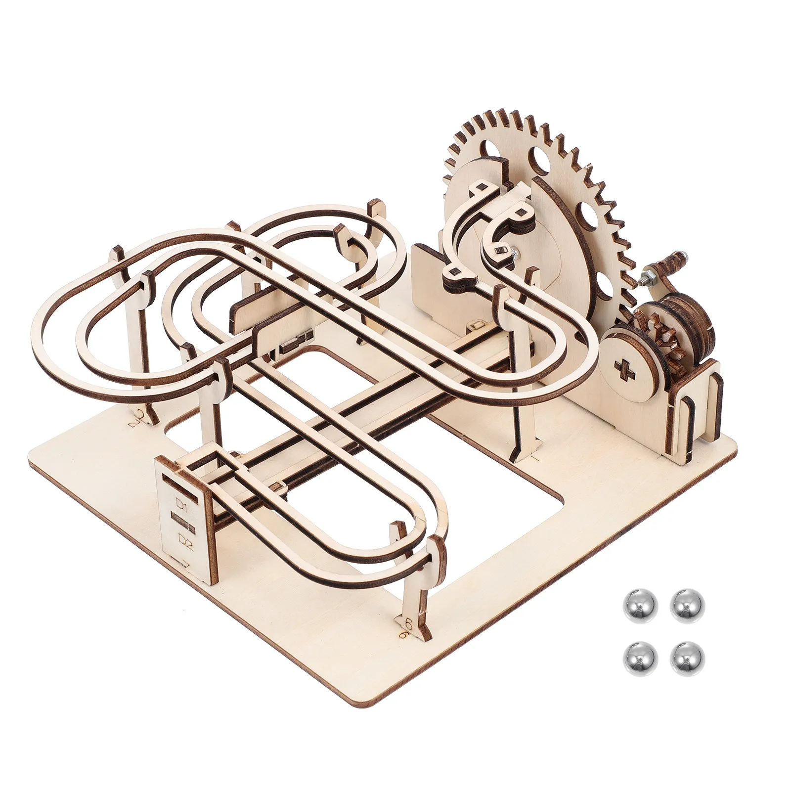 

1Set Wooden Marble Puzzle Run 3D Hand-Cranking Track DIY Cognitive Mechanical Rolling Beads Puzzle Plaything Educational Toys