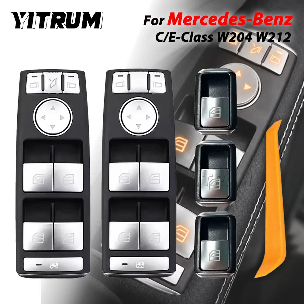 Modified Silver Power Window Switch For Benz C E GLK CLASS W204 S204 W212 S212 C207 A207 A2049055402 A2049058102 A2049055302