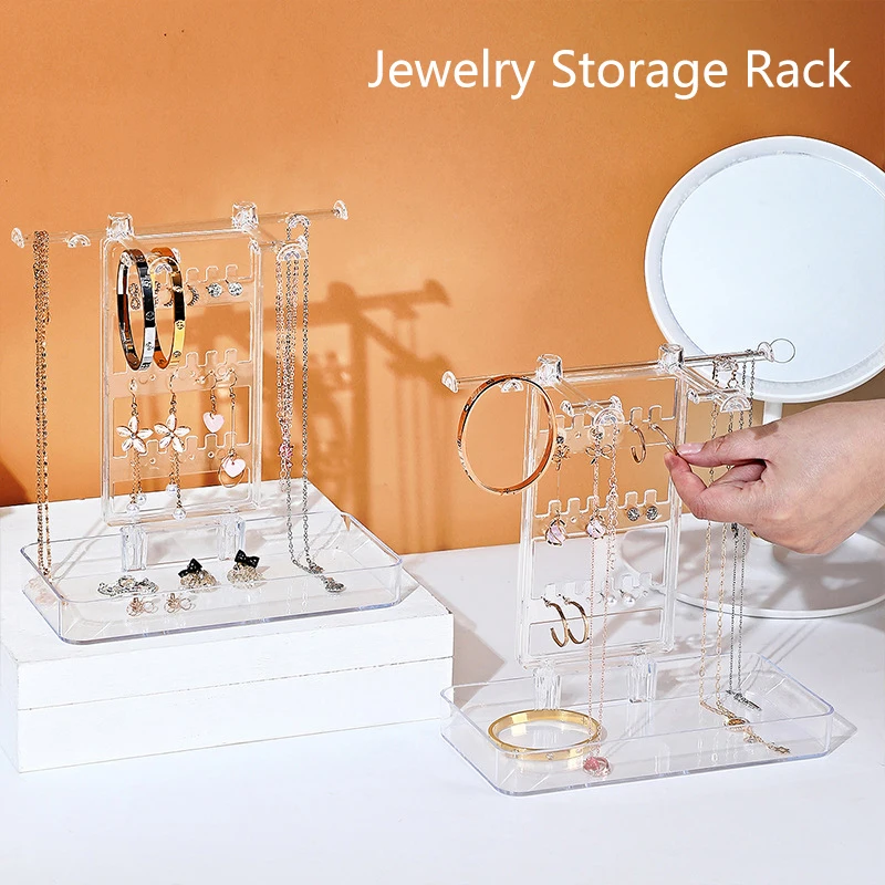 

Desktop Jewelry Storage Box Earring Display Stand Plastic Earring Organizer Hanging Holder Showcase Jewelry Makeup Case Tray