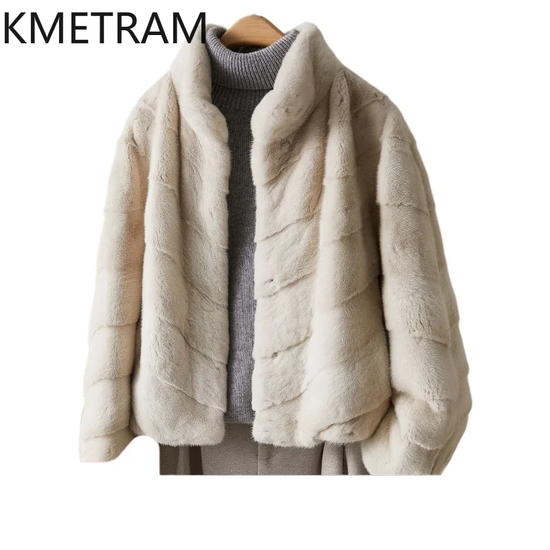 KMETRAM naturel entier vison manteaux pour femme hiver 2025 court réel manteaux de fourrure chaud manteau de fourrure nouveau dans les vêtements d'extérieur fourrures femmes
