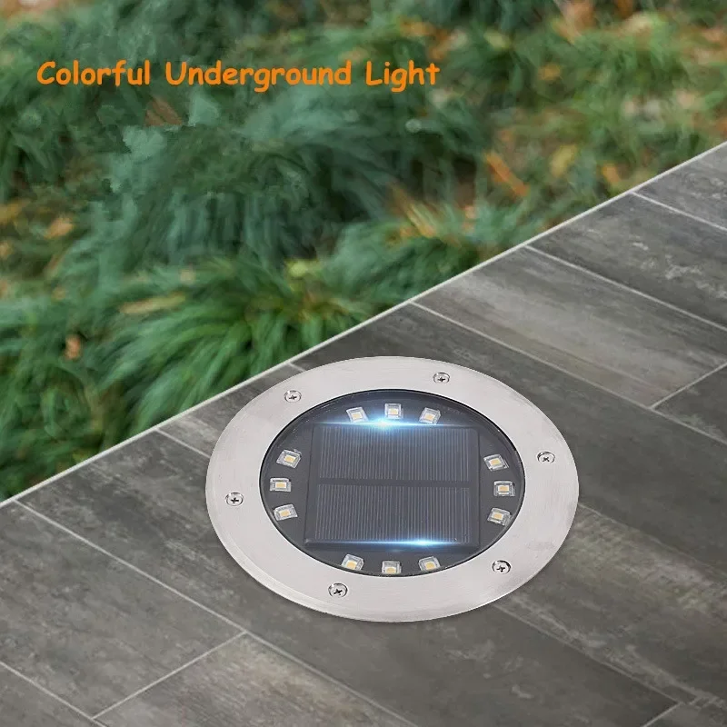 

Solar Lights Outdoor Underground Light Garden Deck Lights Step Terrace Floor Light Stair Compressive Colorful Ground Lighting 8w