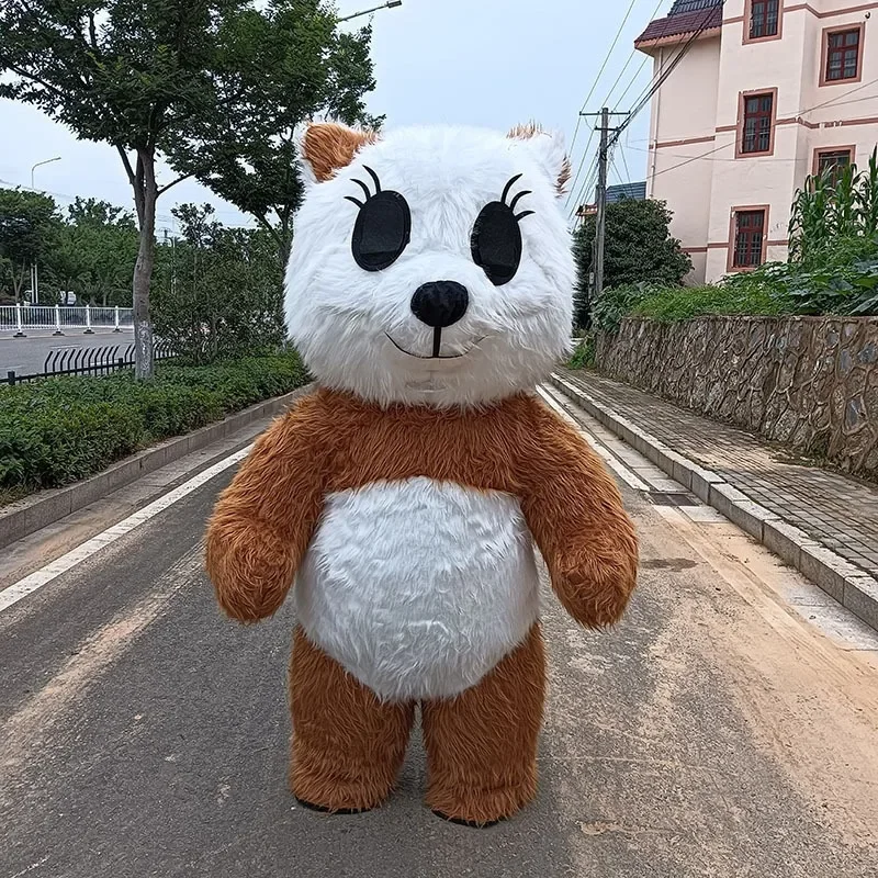 

2m/2.6m Inflatable Brown Panda Mascot Costume Parade Quality Birthday for Adult Animal Halloween Party No Battery