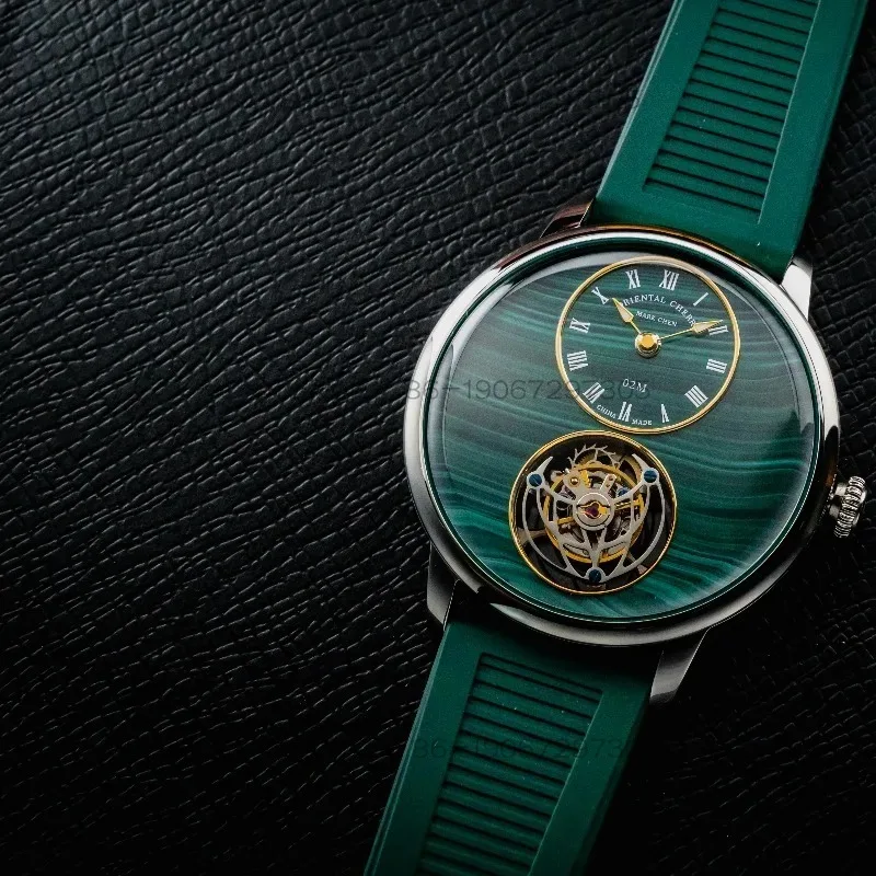 Tourbillon Mechanical Men's Leisure Watch Enamel Mother Shell Custom Suspension