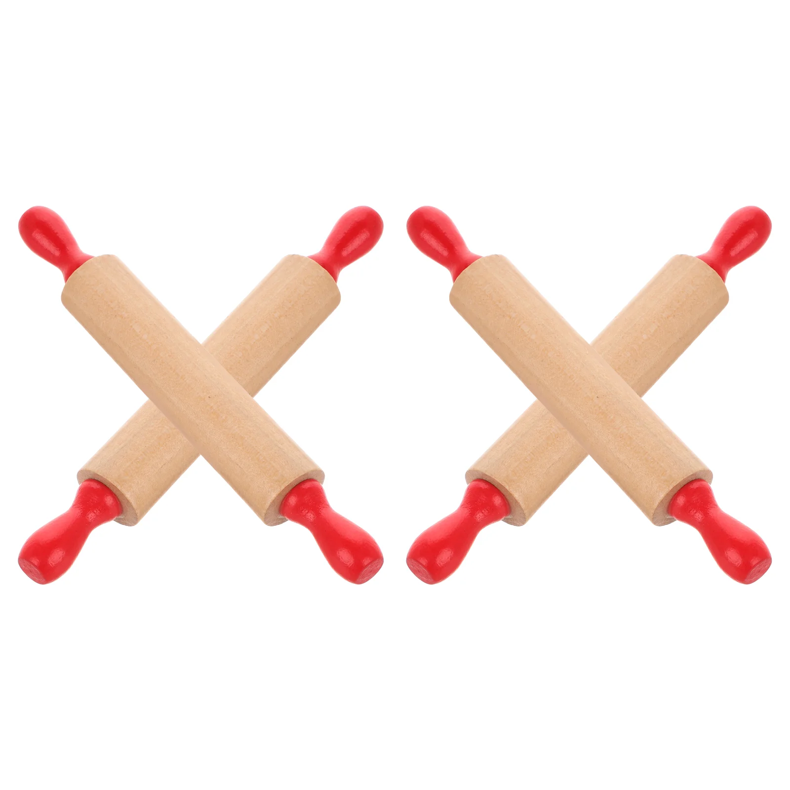 

4 Pcs Children's Rolling Pin Kids Kitchen Tools Wood Toddler Toys Girl for Clay Wooden Pizza Dough Roller Baking Travel Baby