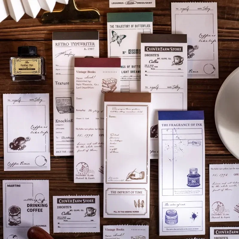 Mechanical Melodies in Paper Whispers Retro Long Strip Memo Pad Ideal for Handmade Journal Layering from the Paper Series