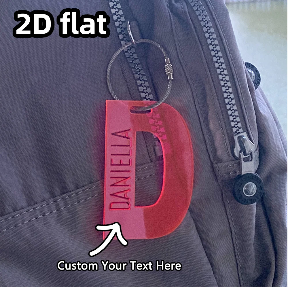 Personalized Acrylic Bag Tag 1PC, Custom Name Tag for Backpack, Luggage, Lunch Bag or Sports Bag, Letter Cut Out Style