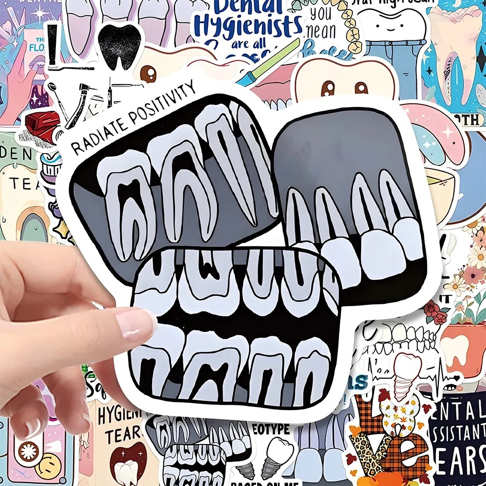 10/30/50pcs Cute Cartoon Dental Tooth Stickers Funny Creative Graffiti Sticker for Kids Toy DIY Stationery Phone Luggage Decals