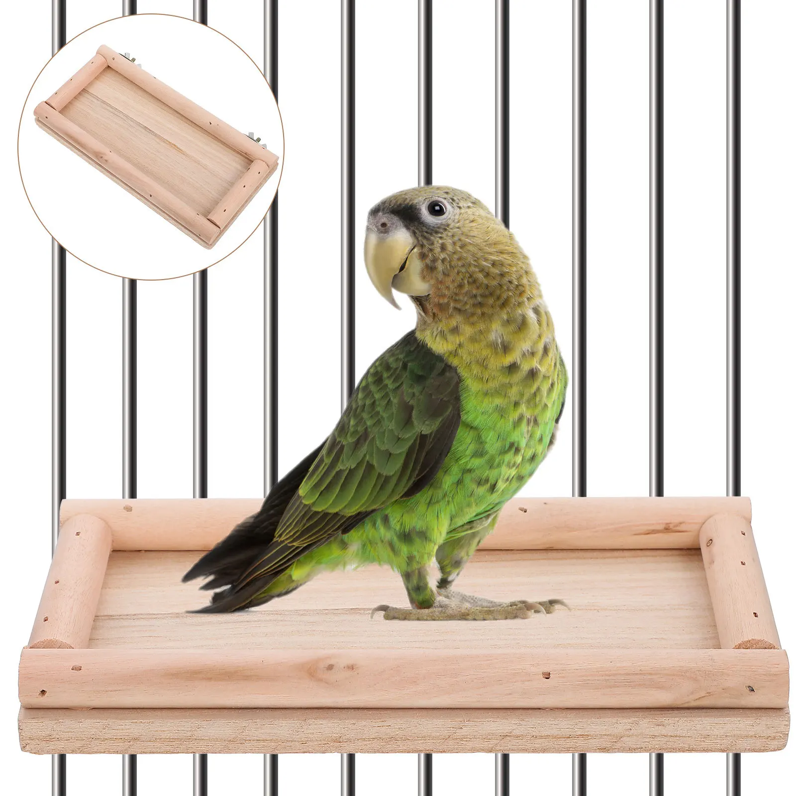 

Jump Platform Sleep Bed Food Box For Hamster Chinchilla Parrot Cage Natural Wood Multi-Use Pet Perch Accessory