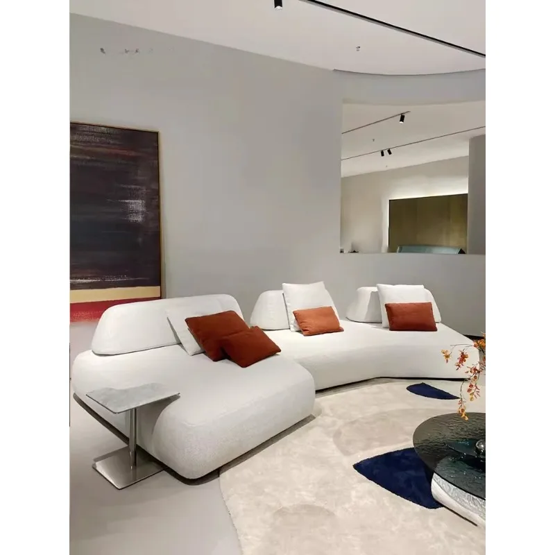 Island sofa fabric curved cream style living room module sofa
