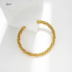 Stainless Steel Bracelets Vintage Men's Fashion Woven Twist Texture Bangles For Women Jewelry Statement Streetwear Goth Gifts