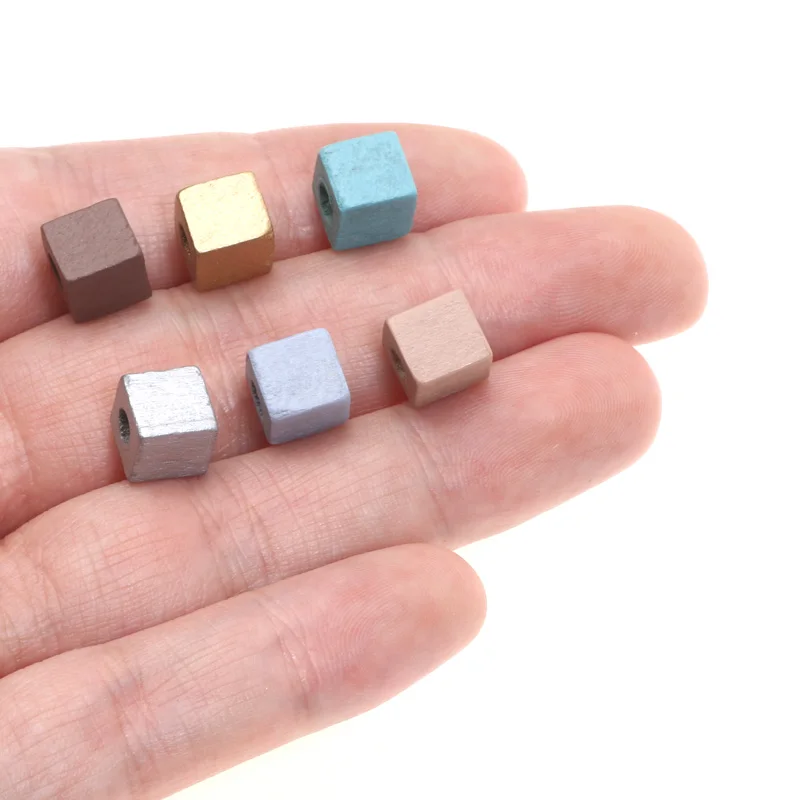 Square Wooden Beads 8mm 100pcs Morandi Color Wood Spacer Beads For Jewelry Making DIY Necklaces Bracelet Handicrafts Accessories